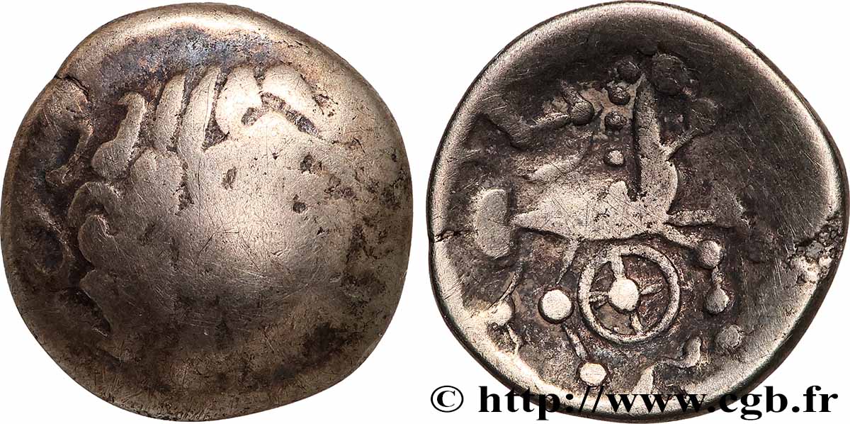 SÉQUANES - HELVÈTES, Incertaines (Suisse actuelle) Quart de statère au cheval et à la rouelle TB/TTB