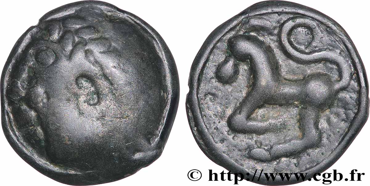 SÉQUANES (Région de Besançon) Potin à la grosse tête laurée TB+/TTB+