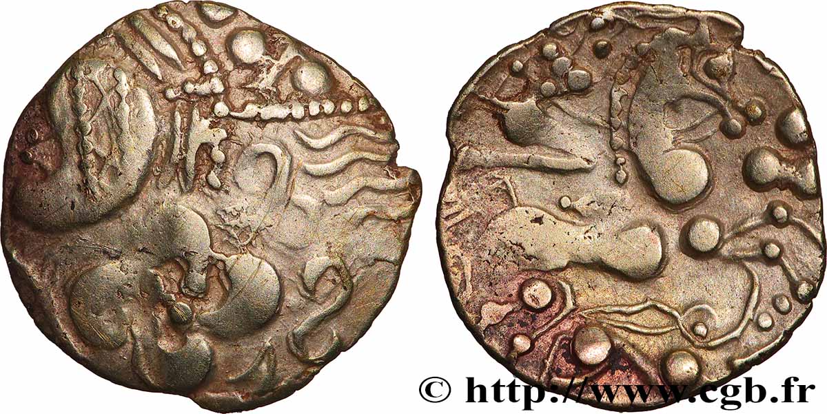 AULERQUES ÉBUROVICES (Région d Évreux) Hémistatère au loup, joue tatouée TTB