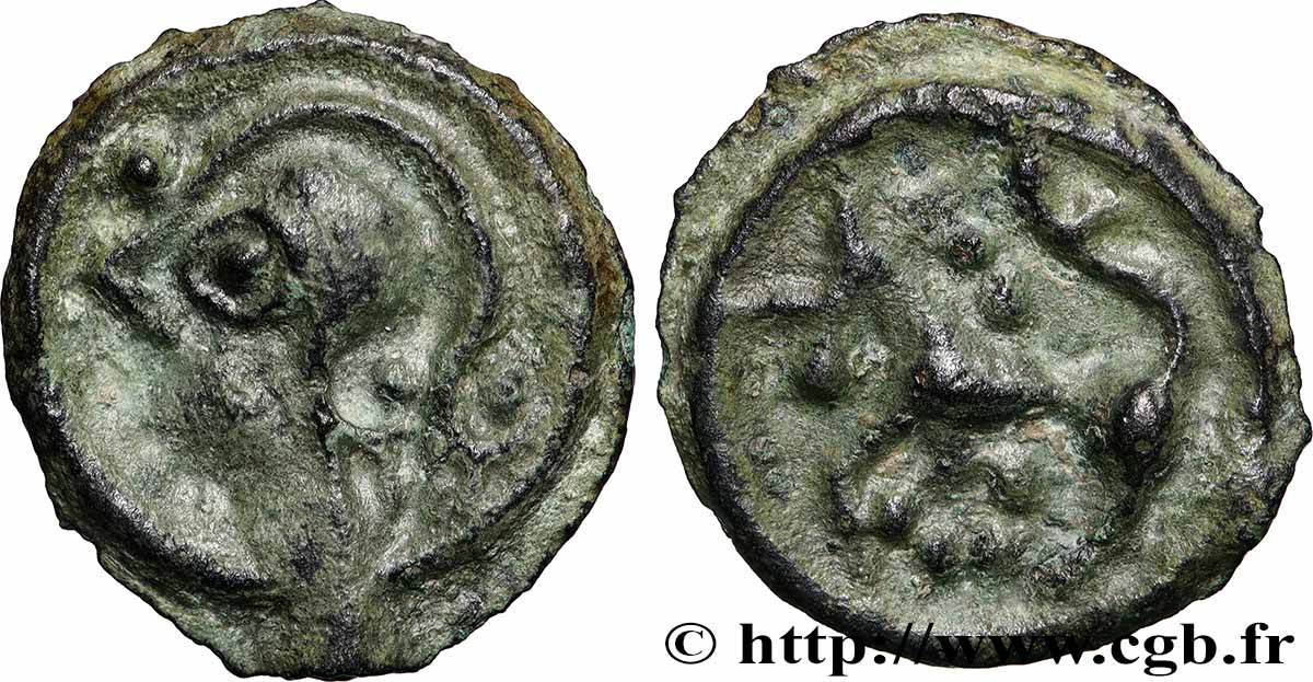 SÉNONS (région de Sens) Potin à la tête casquée et à la rosace TTB+