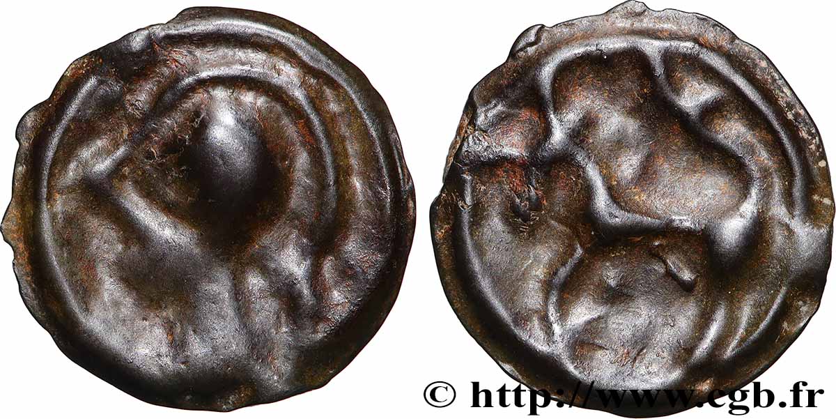 SÉNONS (région de Sens) Potin à la tête casquée et à la rosace TTB