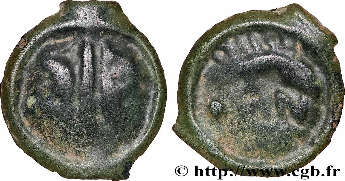 GALLIA BELGICA - LINGONES (Area of Langres) Potin OYINDIA à la tête janiforme VF