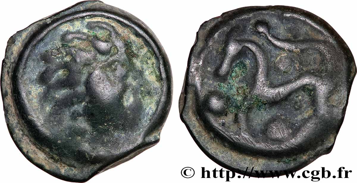 SÉNONS (région de Sens) Potin à la tête “d’indien” TB+/TTB