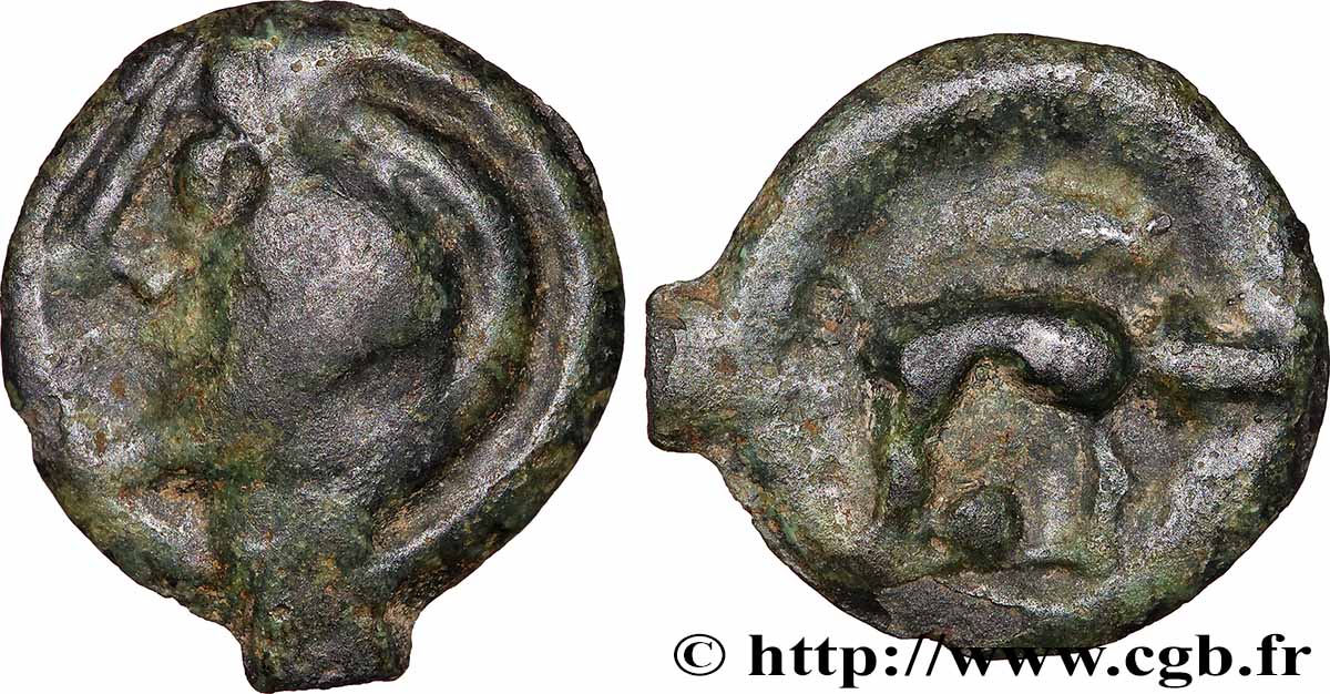 GALLIEN - AULERCI EBUROVICES (Region die Évreux) Potin à la tête et au sanglier réaliste SS