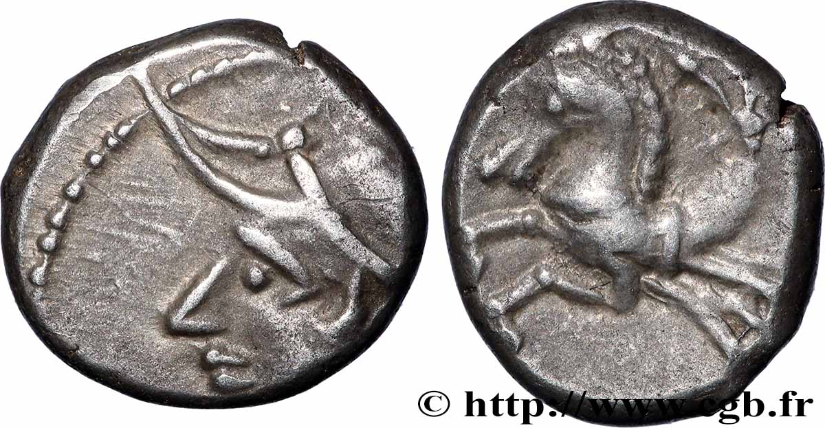 GALLIEN -ALLOBROGES (Region die Dauphine) Denier à l’hippocampe, tête à gauche fVZ