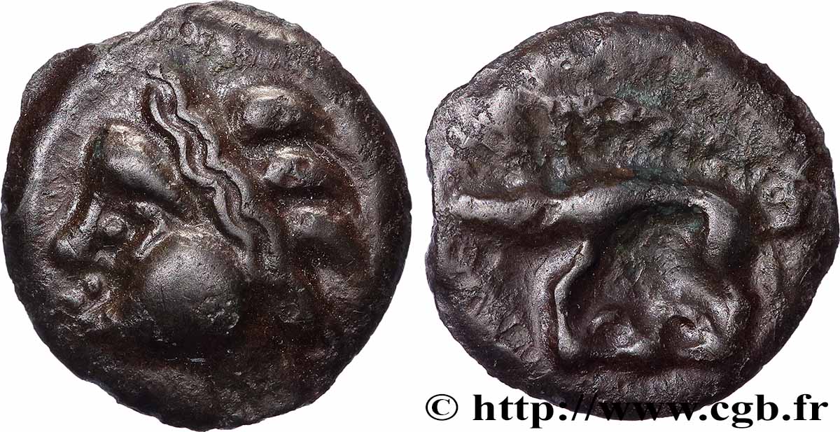 GALLIA BELGICA - REMI (Area of Reims) Potin à la tête d’indien, classe Ia MS/AU