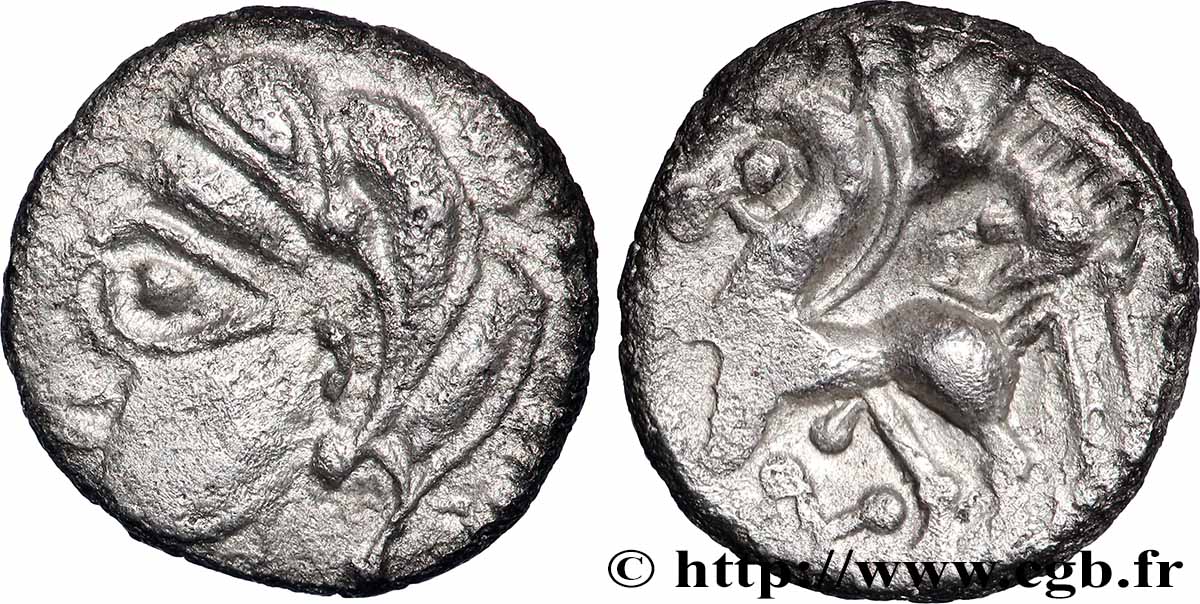 GALLIEN - BITURIGES CUBI (Region die Bourges) Denier au sanglier et à la croisette fVZ