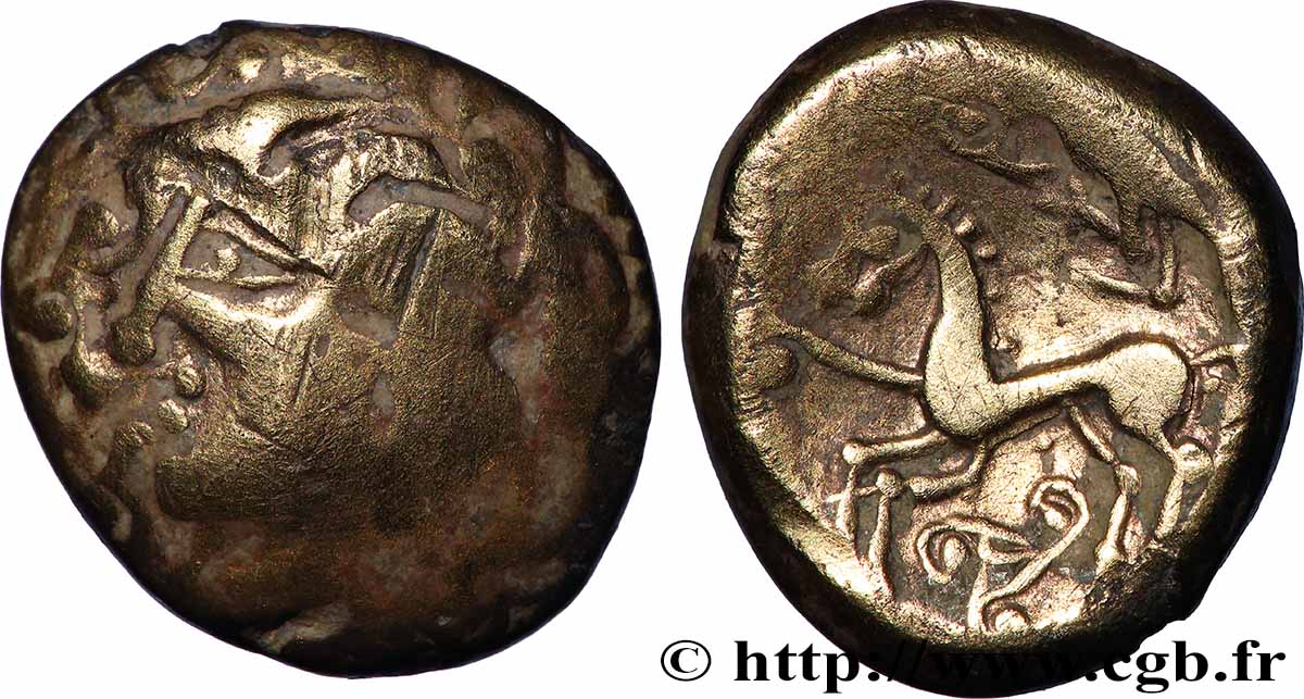 GALLIEN - NORDGALLIEN - ÆDUI (BIBRACTE, Region die Mont-Beuvray) Statère en électrum au triskèle, type de Chenôves SS