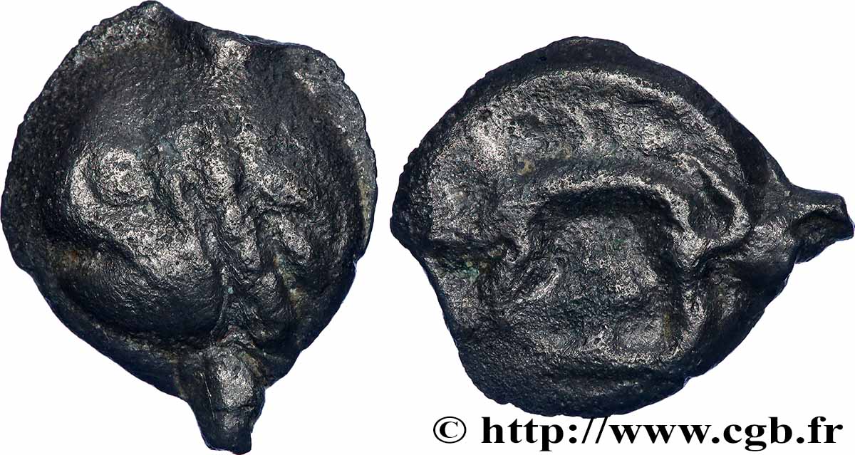 GALLIEN - BELGICA - LEUCI (Region die Toul) Potin à la tête d’indien, classe Ij/h fSS