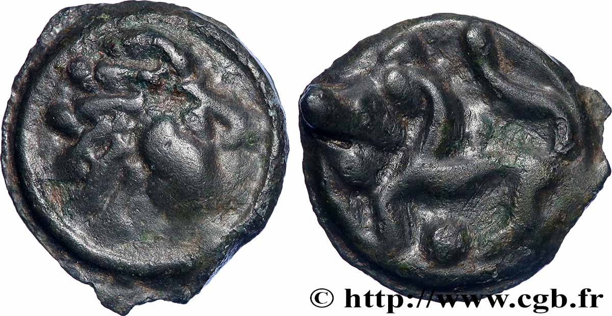 GALLIEN - SENONES (Region die Sens) Potin à la tête “d’indien”, de style fin SS