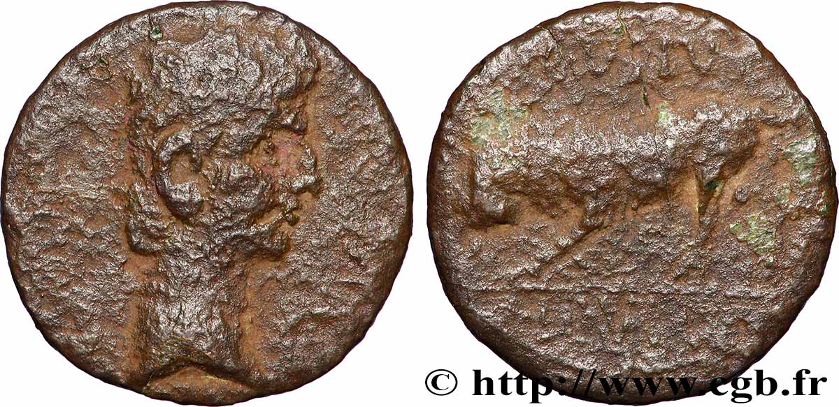 GALLIA BELGICA - REMI (Area of Reims) Bronze GERMANVS INDVTILLI au taureau (Quadrans) VF/VF