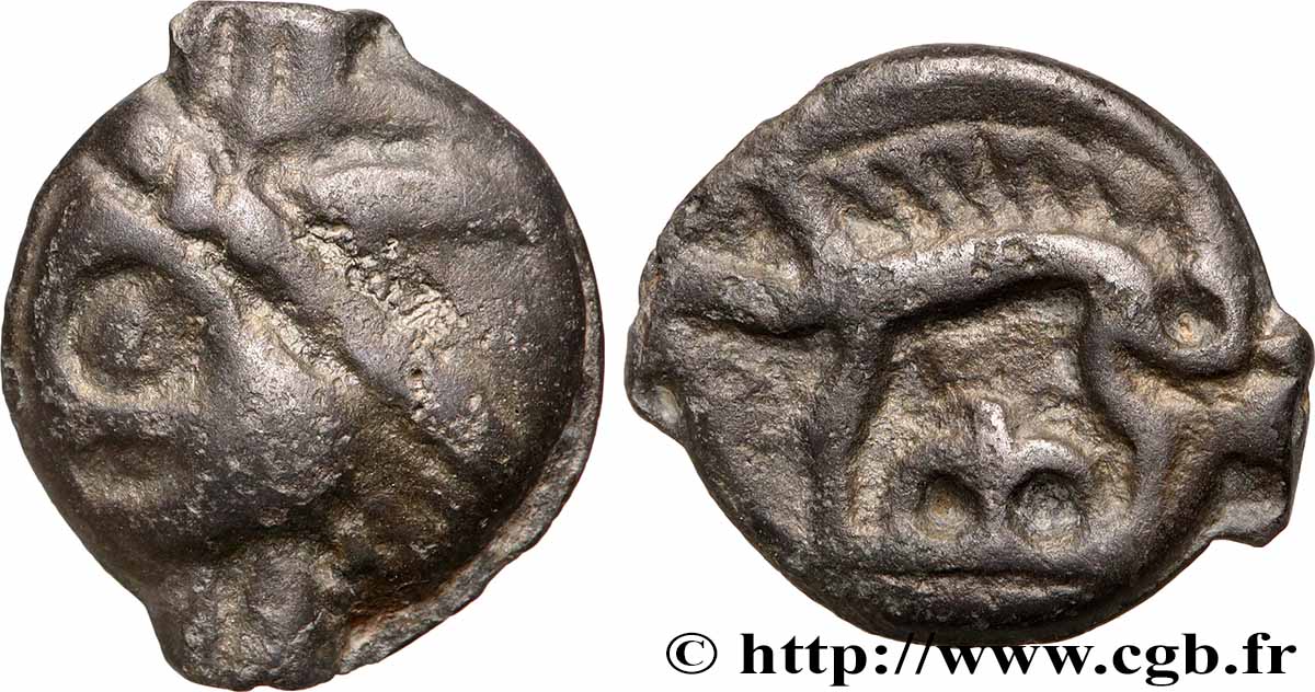 GALLIA BELGICA - LEUCI (Area of Toul) Potin à la tête d’indien, classe Ij/h AU