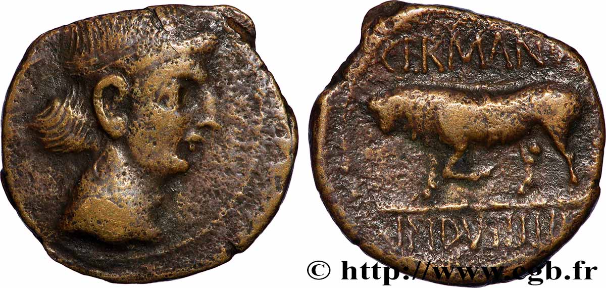 GALLIA BELGICA - REMI (Area of Reims) Bronze GERMANVS INDVTILLI au taureau (Quadrans) XF