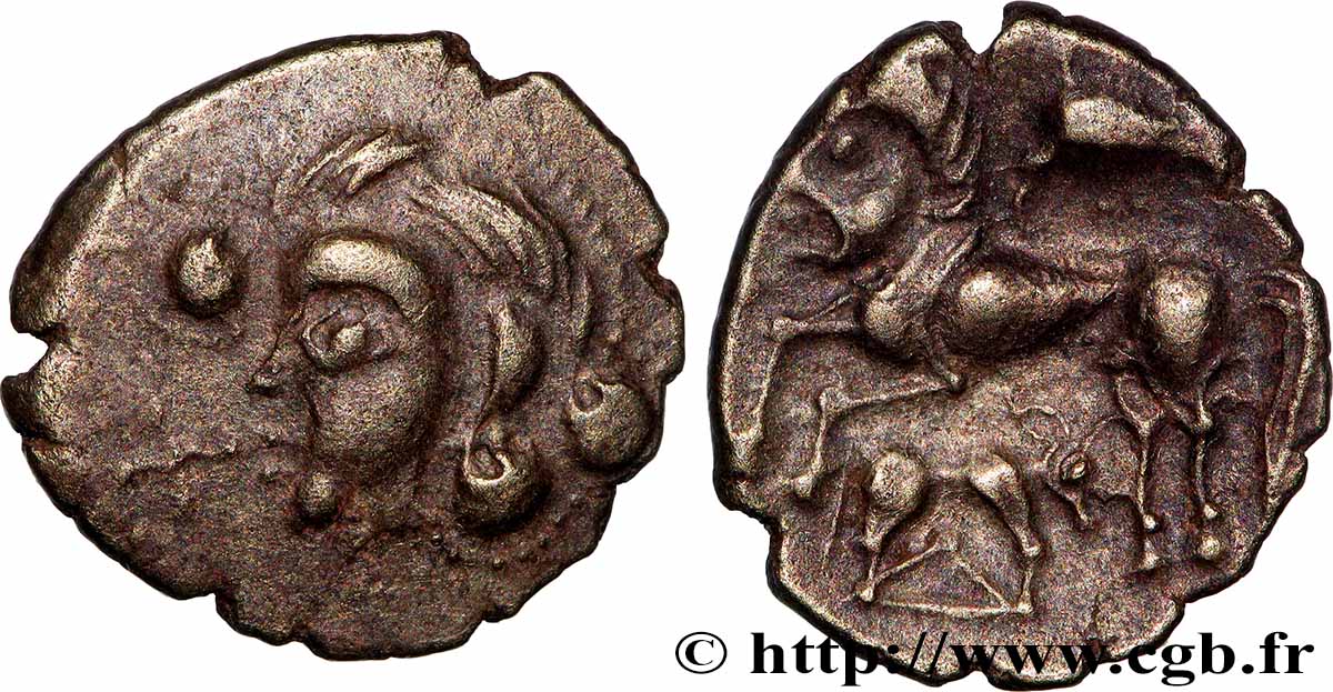 GALLIA - ARMORICA - OSISMII (REgione di Carhaix - Finistère) Quart de statère au taureau et à l’aigle - cheval androcéphale q.SPL