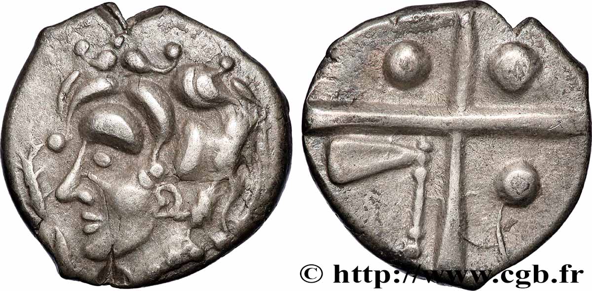 GALLIA - SOUTH WESTERN GAUL - VOLCÆ TECTOSAGES (Area of Toulouse) Drachme “à la tête cubiste”, Série précoce aux dauphins AU