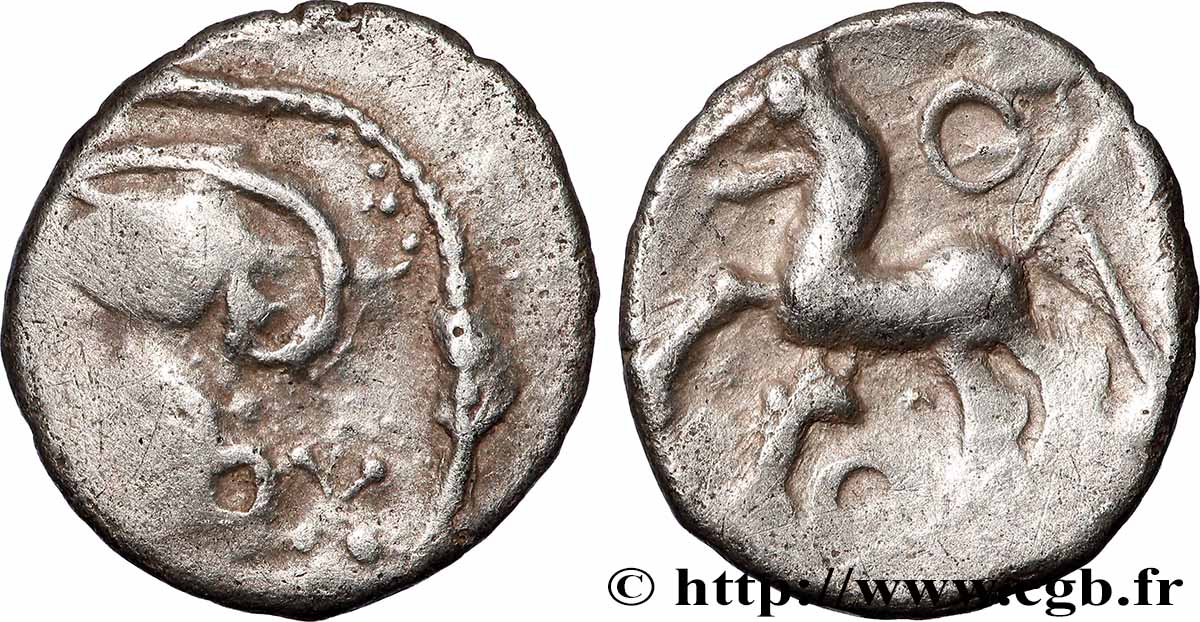 GALLIEN - NORDGALLIEN - ÆDUI (BIBRACTE, Region die Mont-Beuvray) Denier à la tête casquée fSS/fVZ