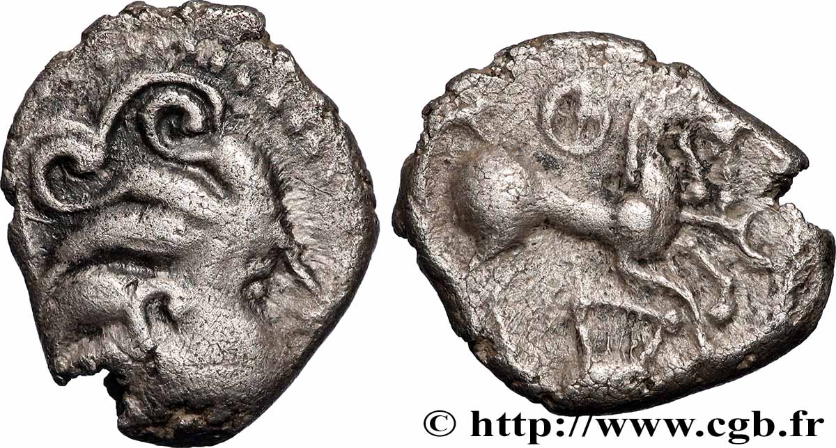 GALLIEN - NORDGALLIEN - ÆDUI (BIBRACTE, Region die Mont-Beuvray) Denier à la lyre fSS/SS