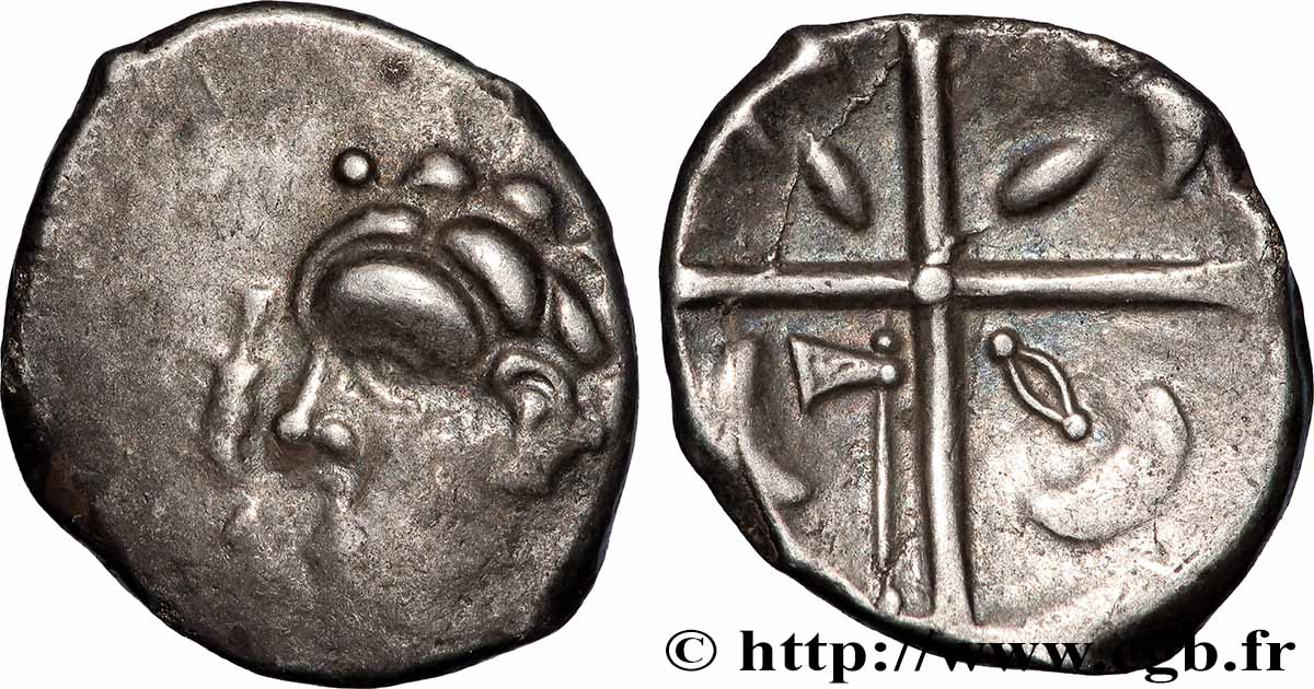 GALLIEN - SÜDWESTGALLIEN - VOLCÆ TECTOSAGES (Region die Toulouse) Drachme “à la tête cubiste”, Série précoce aux dauphins SS/fVZ