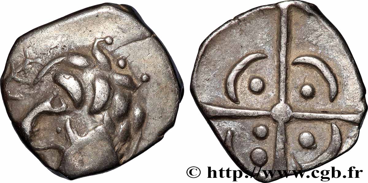 VOLQUES TECTOSAGES (région de Toulouse) Drachme “à la tête cubiste”, Série précoce aux dauphins TTB+