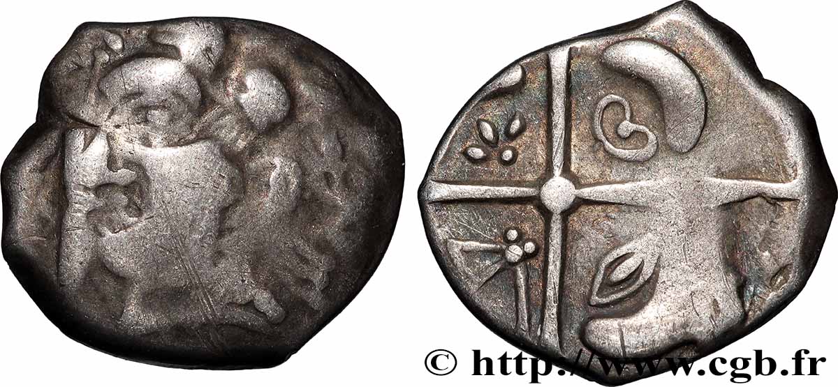 GALLIEN - SÜDWESTGALLIEN - VOLCÆ TECTOSAGES (Region die Toulouse) Drachme “à la tête cubiste”, Série précoce aux dauphins SS/fVZ