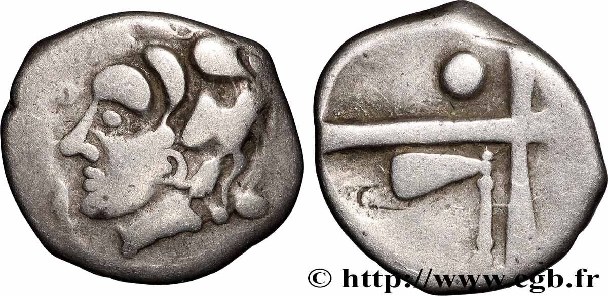 VOLQUES TECTOSAGES (région de Toulouse) Drachme “à la tête cubiste”, Série précoce aux dauphins TTB