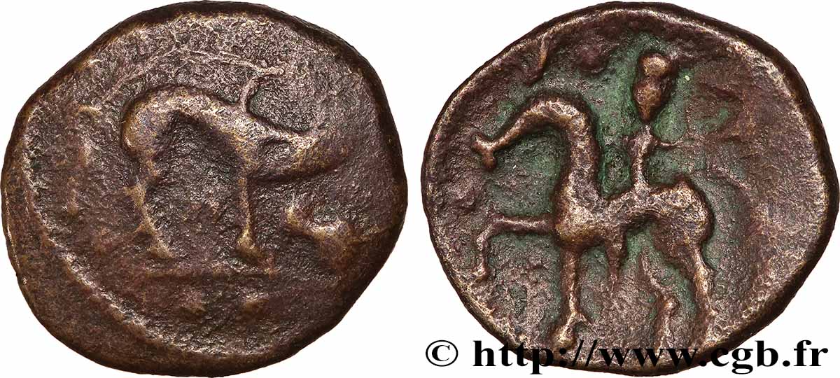 GALLIA BELGICA - AMBIANI (Regione di Amiens) Bronze au sanglier et au cavalier BB