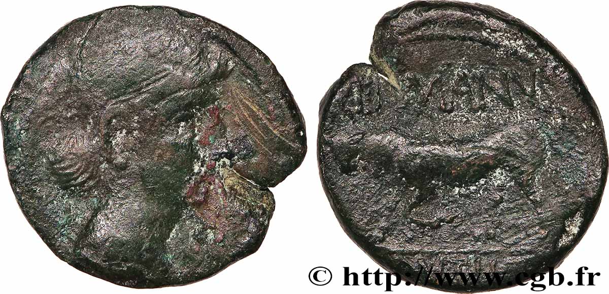 GALLIA BELGICA - REMI (Area of Reims) Bronze GERMANVS INDVTILLI au taureau (Quadrans) VF