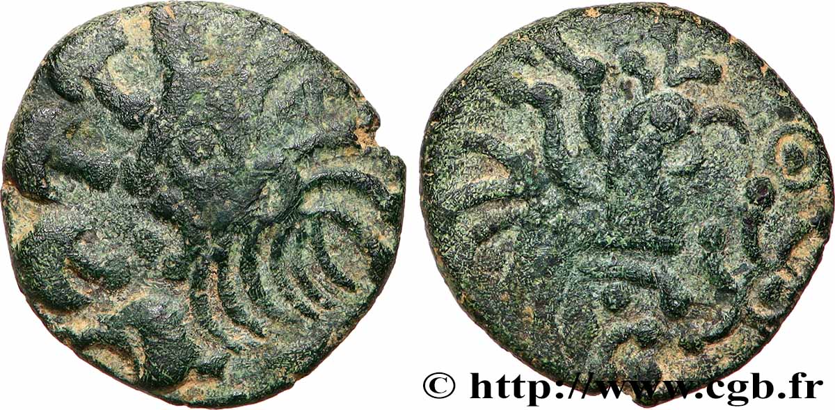 GALLIA BELGICA - BELLOVACI (Area of Beauvais) Bronze au coq à tête humaine XF