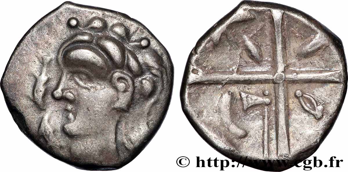VOLQUES TECTOSAGES (région de Toulouse) Drachme de style hybride entre “cubiste et romanisé”, S. 55 TTB+