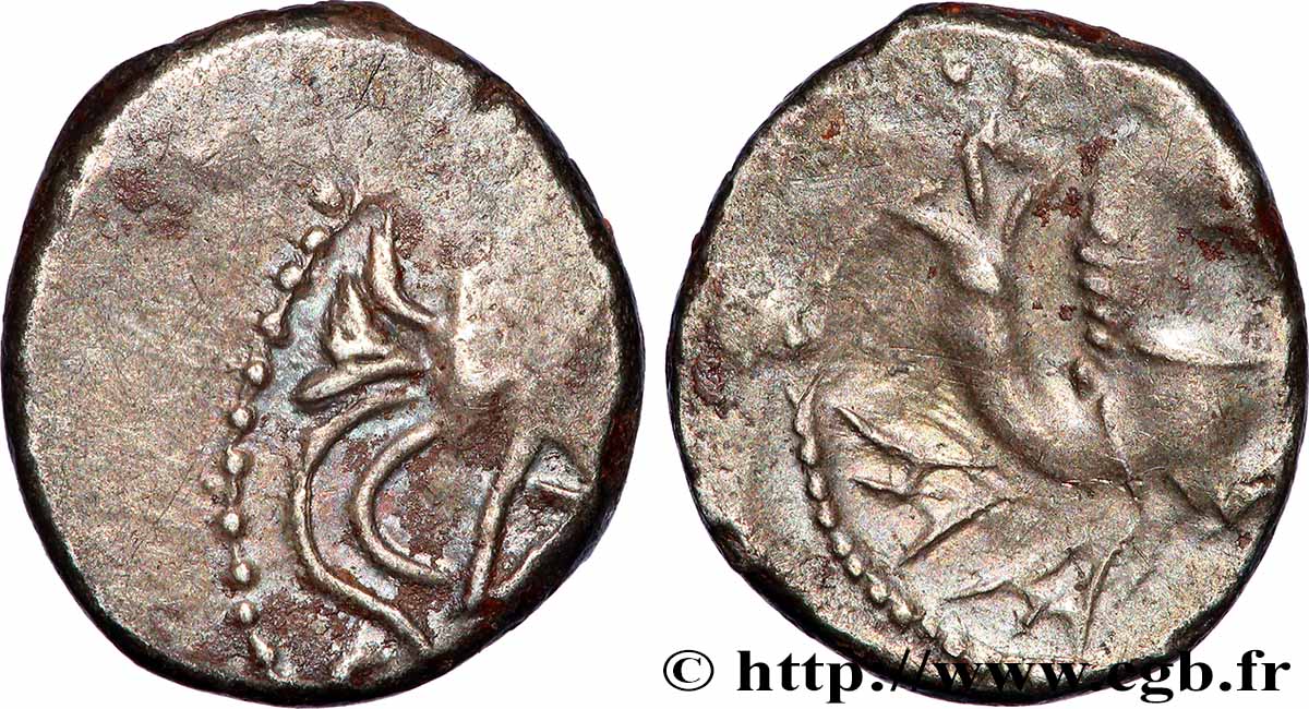 GALLIEN -ALLOBROGES (Region die Dauphine) Denier à l’hippocampe, tête à droite SS