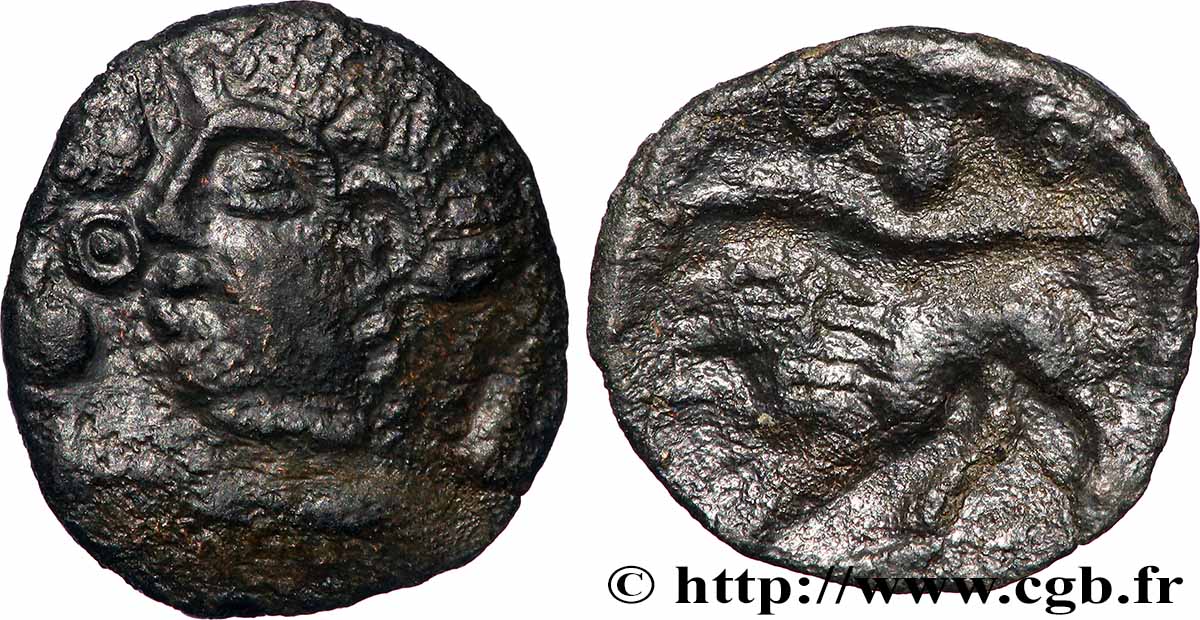 GALLIEN - BELGICA - AMBIANI (Region die Amiens) Bronze “aux abeilles” et au lion SS