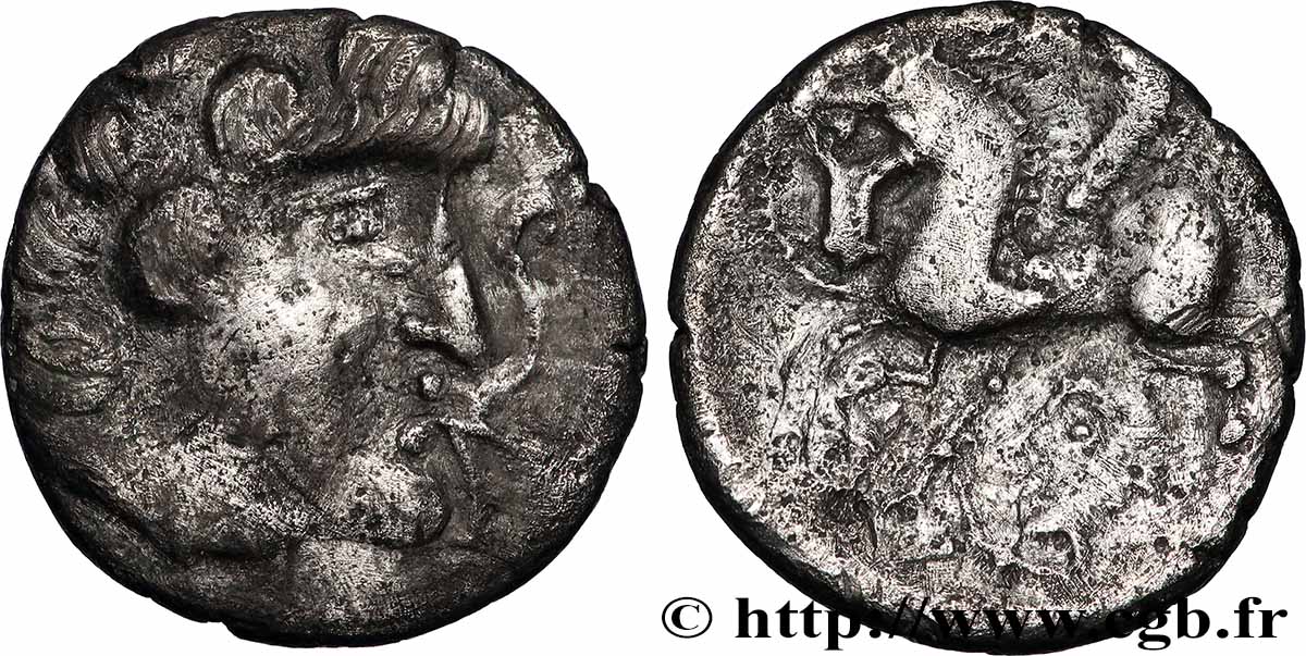 GALLIEN - LEMOVICES (Region die Limoges) Drachme au carnyx, tête à droite SS