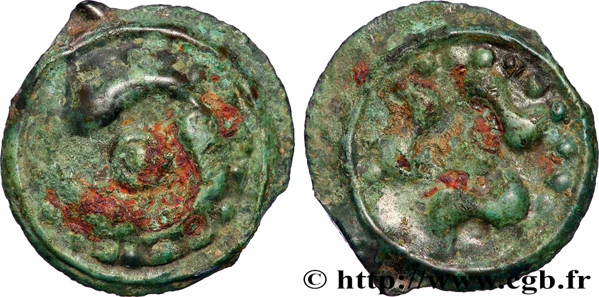 GALLIA BELGICA - LINGONES (Area of Langres) Potin aux trois poissons VF/XF