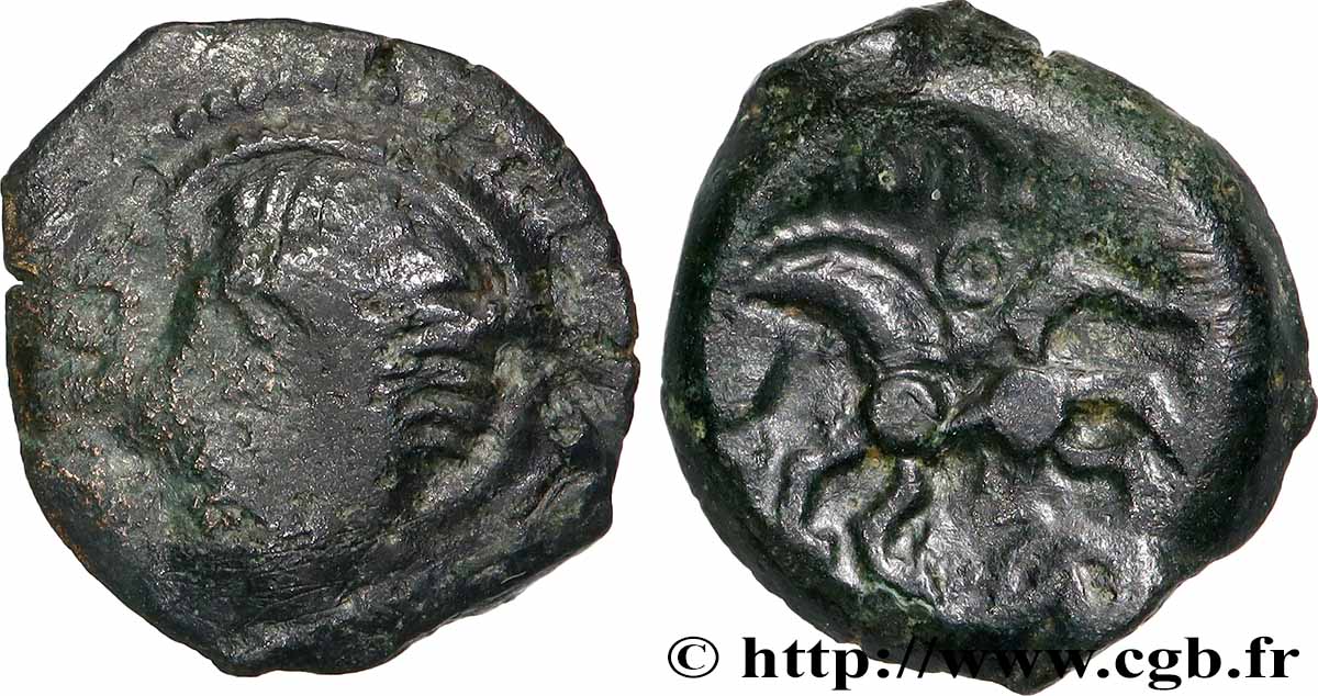 GALLIA - BELGICA - PAGUS CATUSLUGI - Sanctuario de BOIS L ABBÉ (Seine-Maritime) Bronze VIIRICIVS, classe I MBC