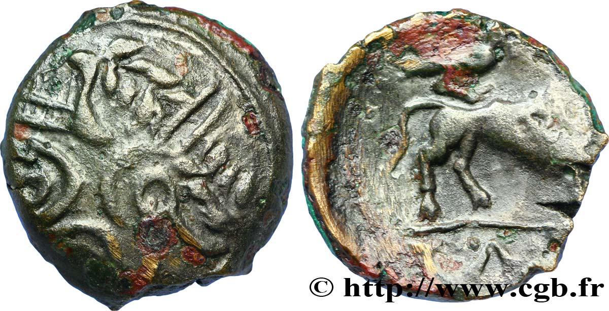 GALLIA - CARNUTES (Región de la Beauce) Bronze COIIAT ou TAIIOC, lion à droite MBC/BC+