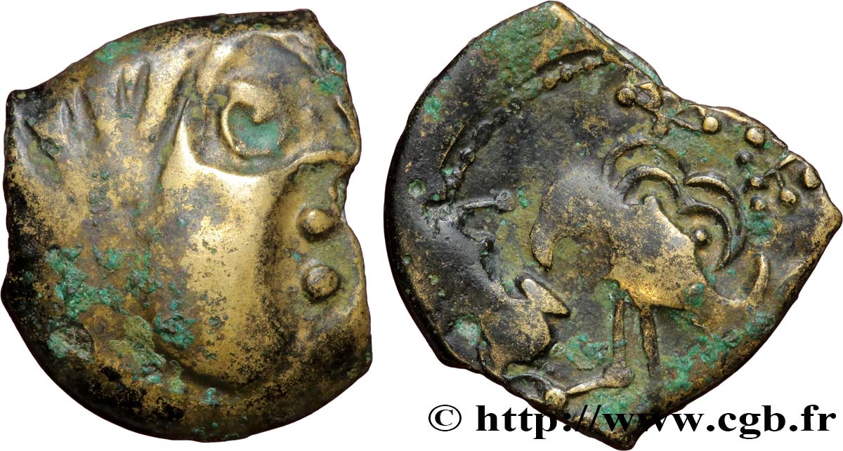 GALLIEN - SENONES (Region die Sens) Bronze INS à l’oiseau et au vase, classe VIII SS/fSS