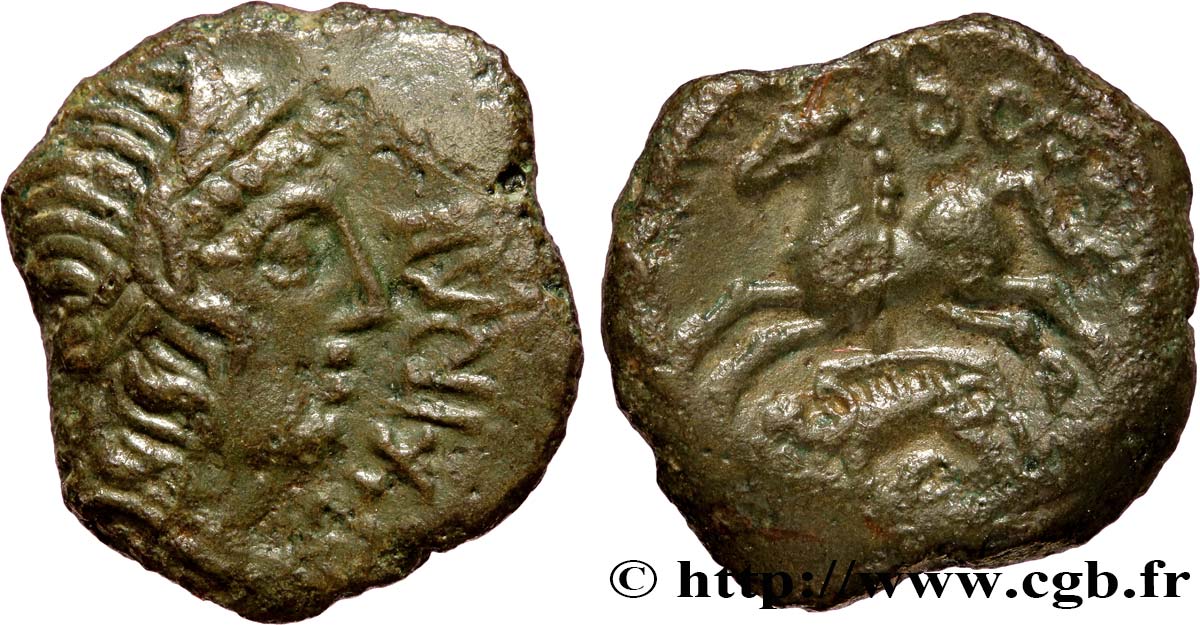 GALLIA - AULERCI EBUROVICES (Area of Évreux) Bronze IBRVIXS au cheval et au sanglier AU