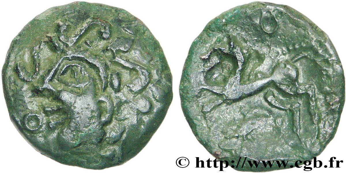 GALLIA - AULERCI EBUROVICES (Area of Évreux) Bronze au cheval et au sanglier AU/VF