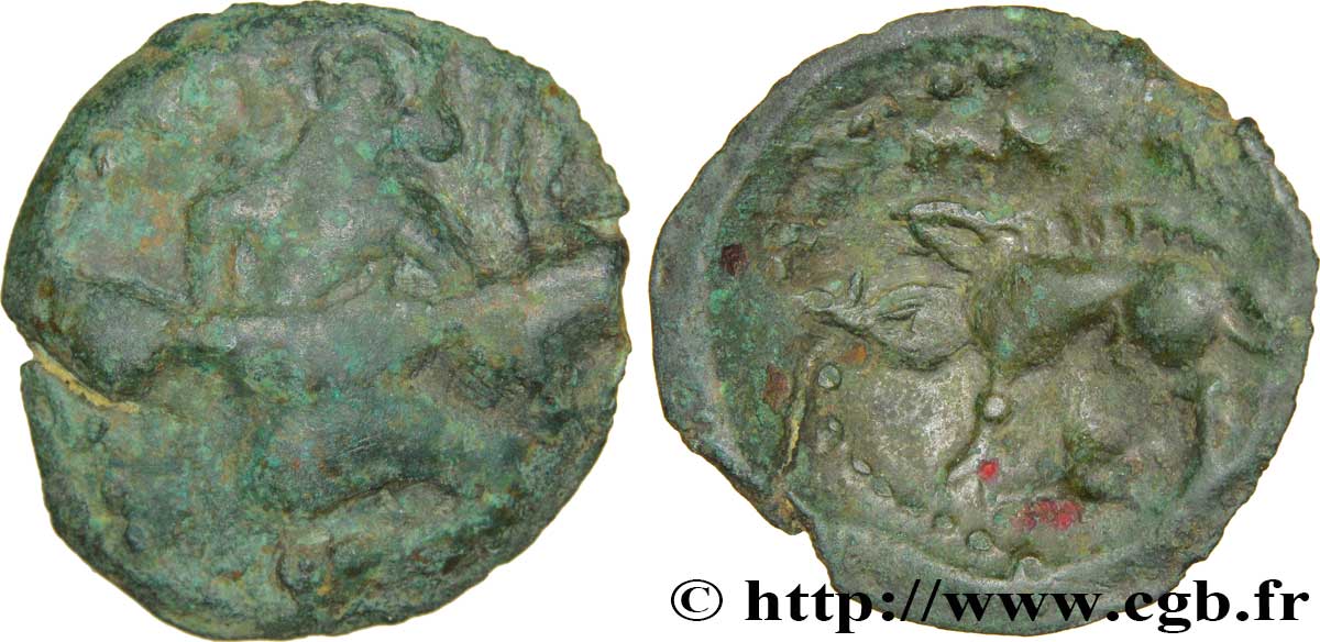 GALLIA BELGICA - BELLOVACI (Area of Beauvais) Bronze au personnage agenouillé et au sanglier VF/XF
