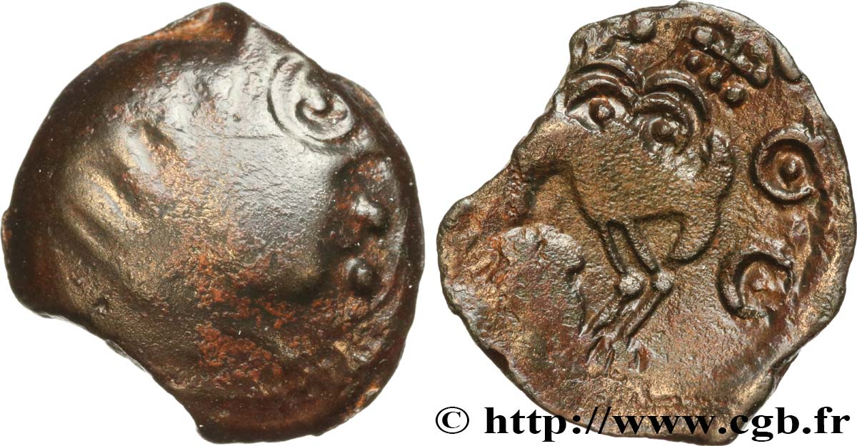 GALLIA SENONES (Regione di Sens) Bronze INS à l’oiseau et au vase, classe VIII MB/q.BB