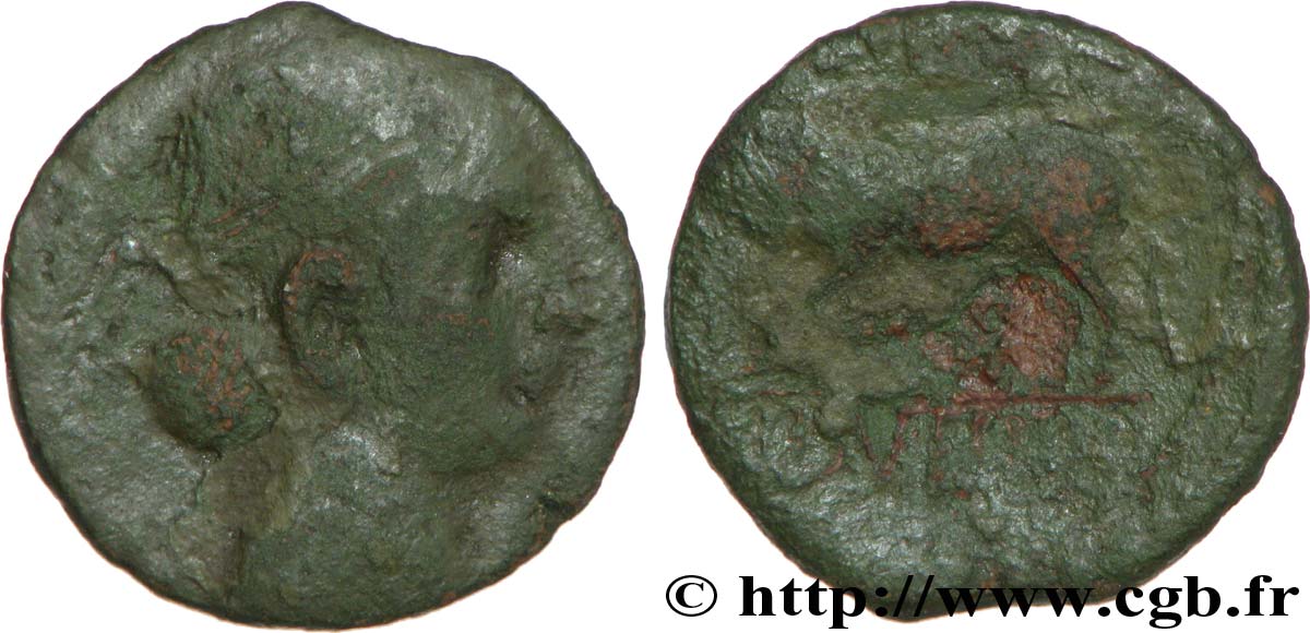 GALLIA BELGICA - REMI (Area of Reims) Bronze GERMANVS INDVTILLI au taureau (Quadrans) VF