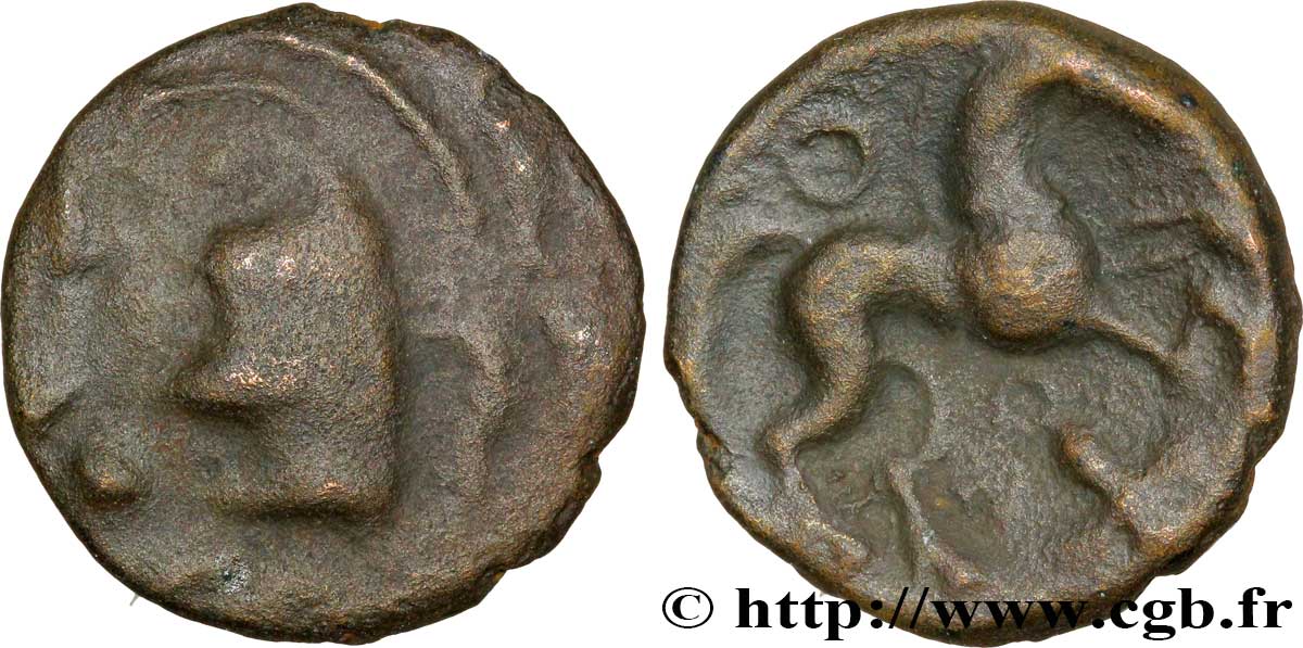 GALLIEN - BELGICA - AMBIANI (Region die Amiens) Bronze au cheval et à la croix tréflée, BN 8427 fSS