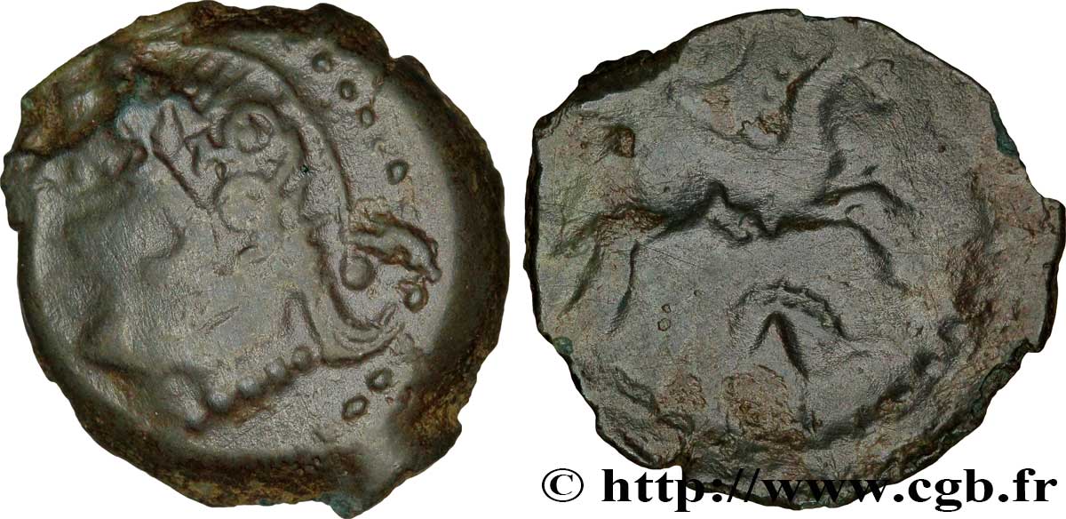 GALLIA BELGICA - MELDI (Región de Meaux) Bronze au cheval, au sanglier et à la rouelle BC+