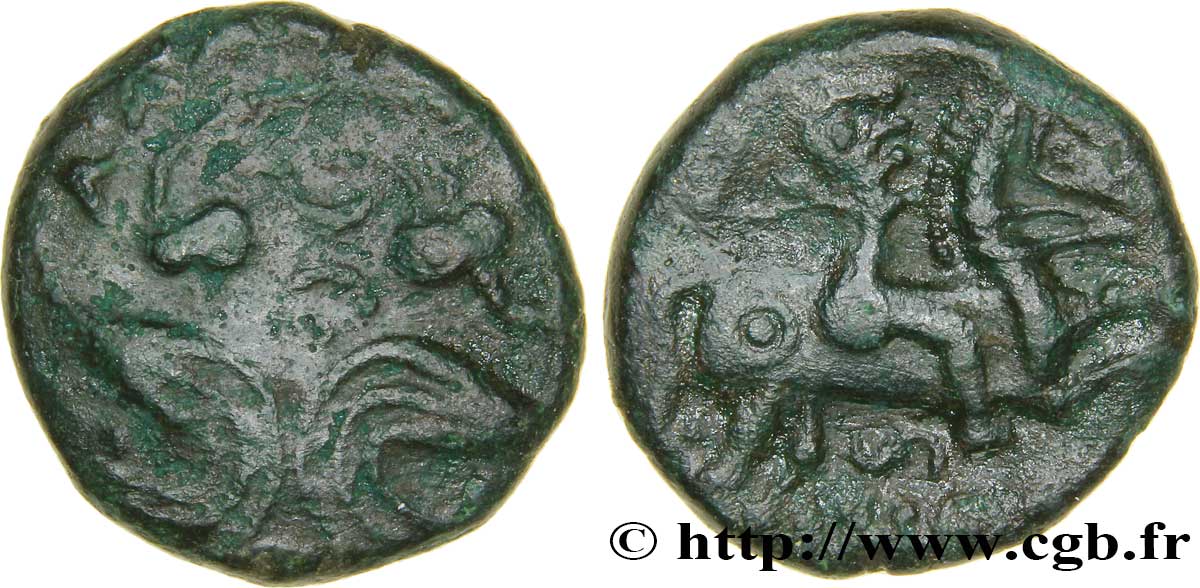 GALLIA BELGICA - AMBIANI (Regione di Amiens) Bronze IMONIO au cavalier et aux volutes MB/q.BB
