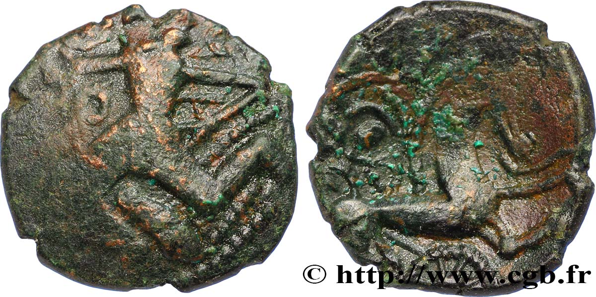 GALLIEN - BELGICA - BELLOVACI (Region die Beauvais) Bronze au personnage courant, à la rouelle fSS/SS