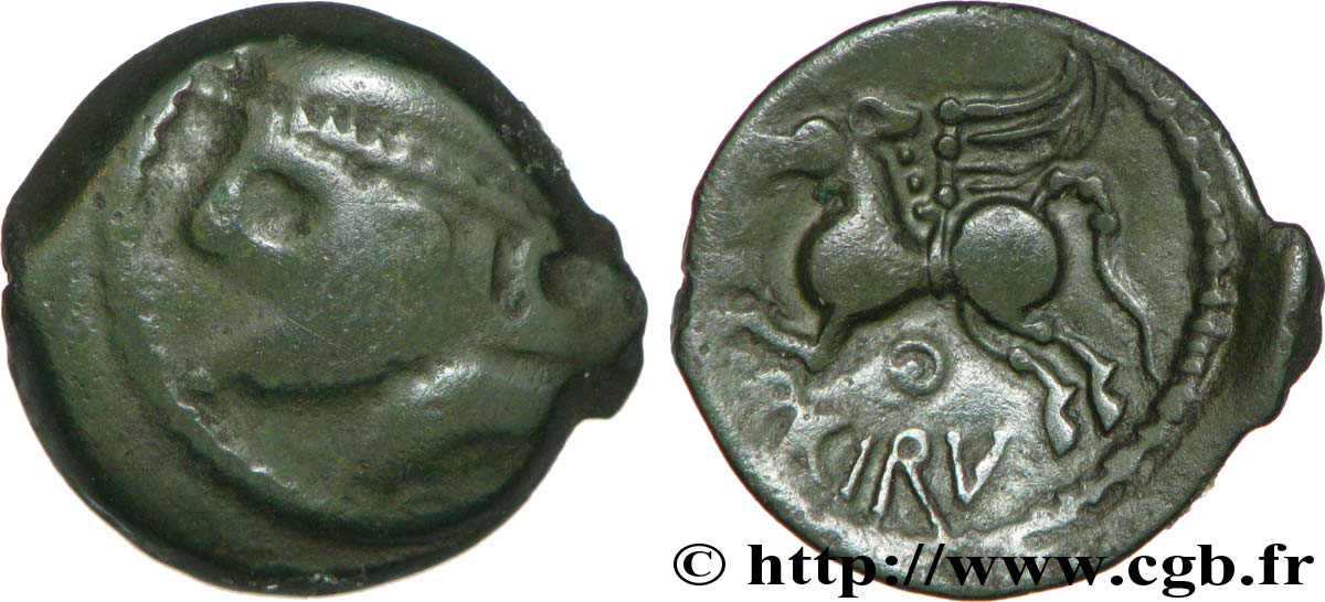 SUESSIONS (région de Soissons) Bronze CRICIRV, barbu TB+/TTB+