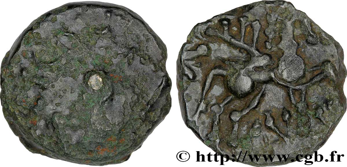 BITURIGES CUBES (Région de Bourges) Bronze épigraphe au cheval ailé, DT. 3487-3488 B+/TB+