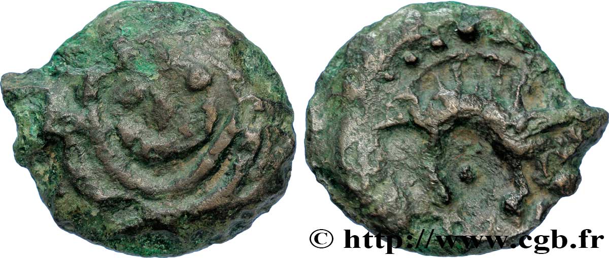 GALLIA - AULERCI EBUROVICES (Regione d Evreux) Bronze à la tête et au sanglier MB/q.BB