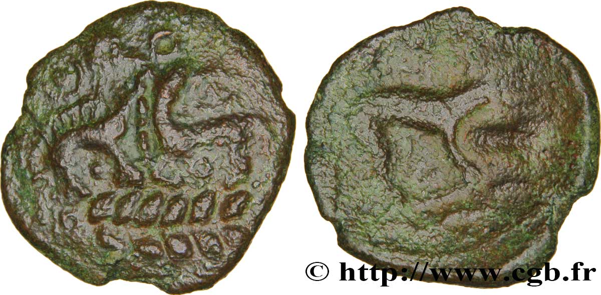 GALLIA - AULERCI EBUROVICES (Regione d Evreux) Bronze aux animaux affrontés q.BB/q.MB