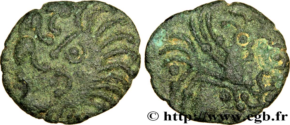 GALLIEN - BELGICA - BELLOVACI (Region die Beauvais) Bronze au coq à tête humaine fSS/SS